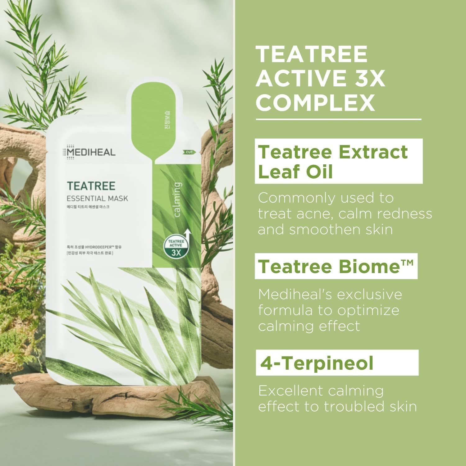 MEDIHEAL Teatree Care Solution Essential Mask, Pack of 10 Cotton Facial Sheet Mask with Tea Tree Oil and Cica Extracts - Image 4