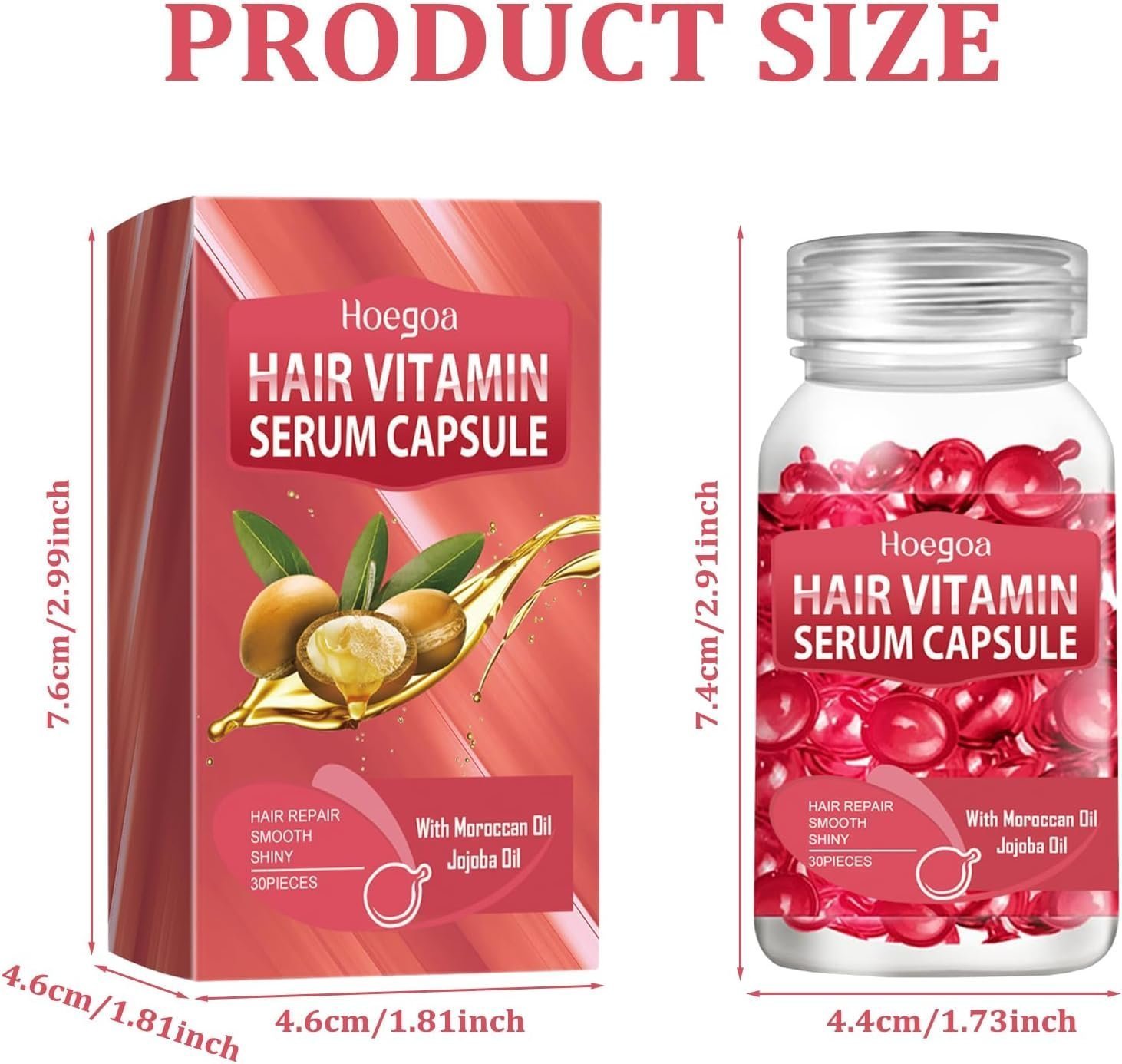 Capsules For Hair Care, 30 Pcs Rose Red Hair Care Capsule, No Rinse(With Massage comb) - Image 2