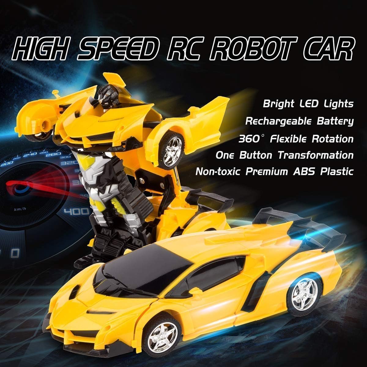 RAVSOOL Remote Control Transform Car, Rc Robot Rechargeable 360'Rotating Stunt 1:18 Deformation Racing Car Toy - Image 5