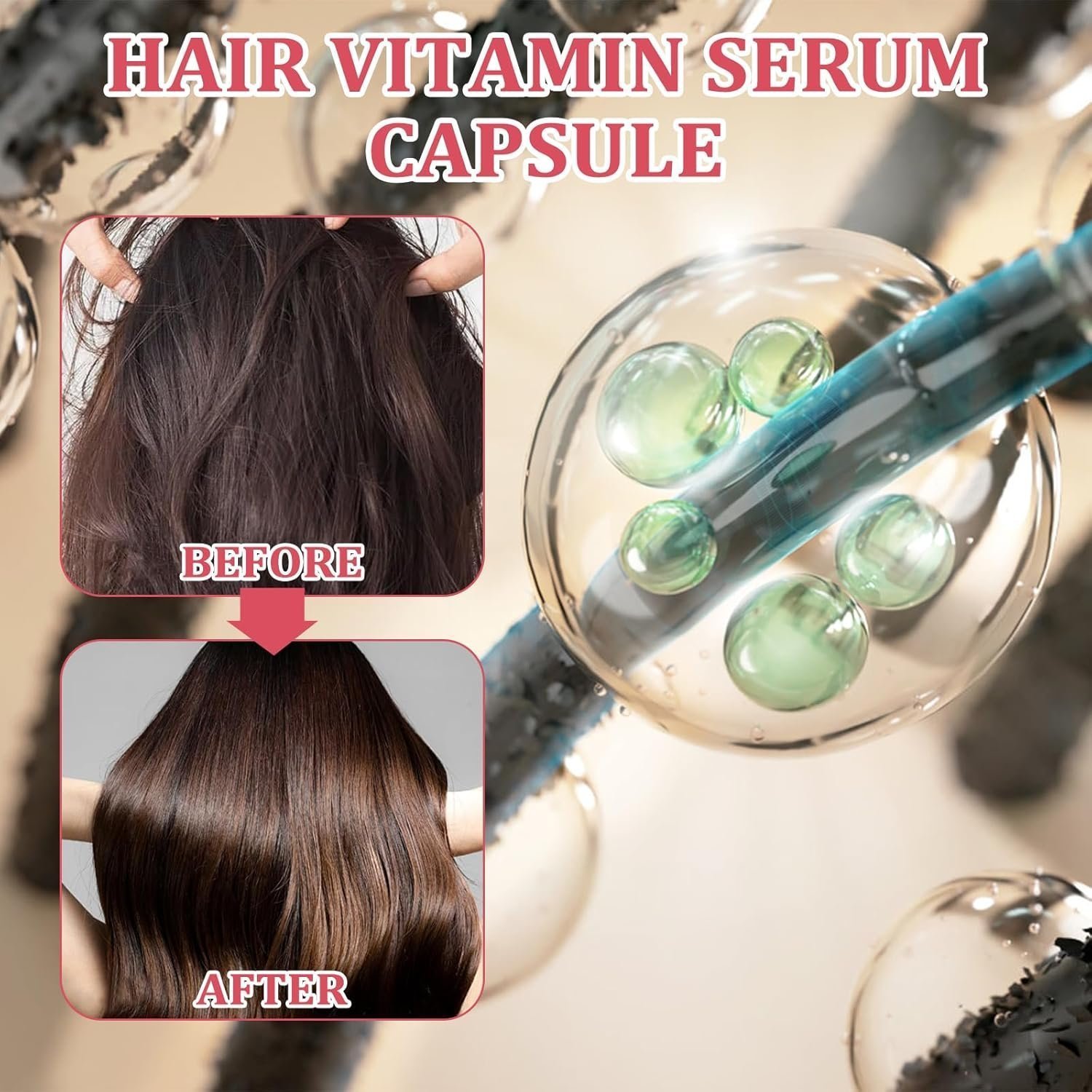 Capsules For Hair Care, 30 Pcs Rose Red Hair Care Capsule, No Rinse(With Massage comb) - Image 5