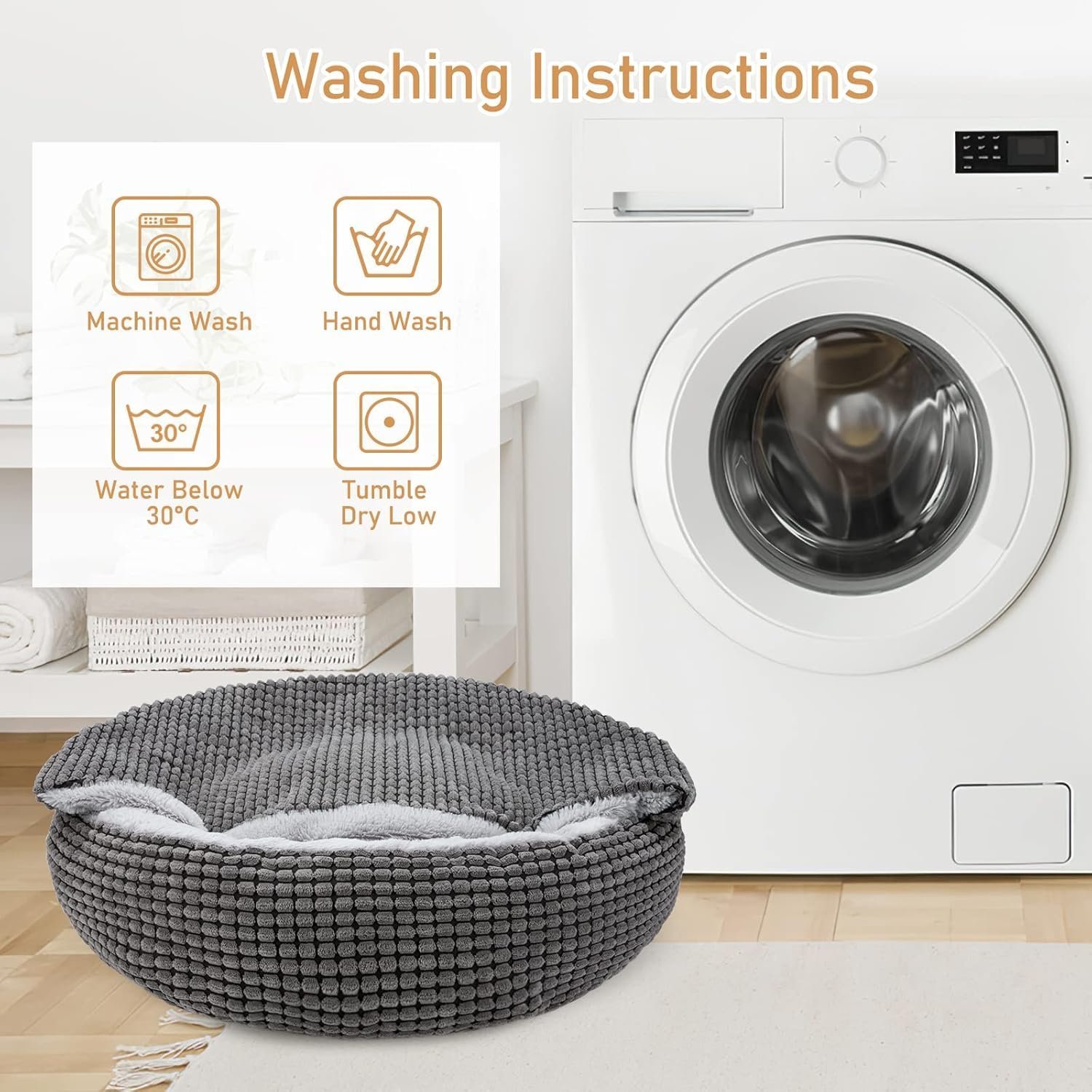 JOEJOY Round Dog Bed Calming Donut Cuddler Pet Bed for Large Medium Small Dogs Fits Up To 25/30lbs Pets - Image 5