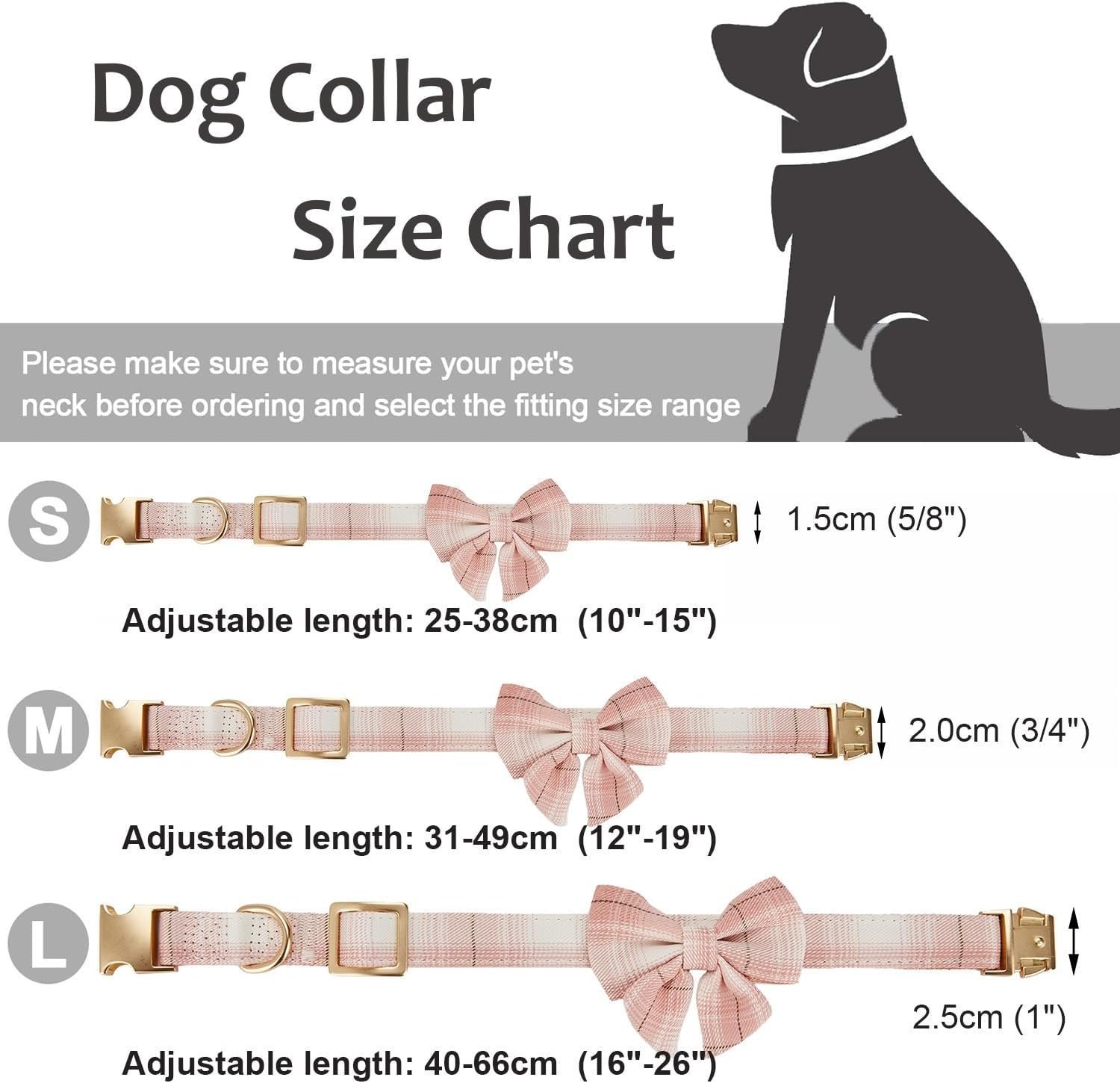 Soft Cloth Wrapped Dog Collar Plaid UK Style Collars with Removeable Bowtie for Small Dogs with Sensitive Skin,Pink - Image 6