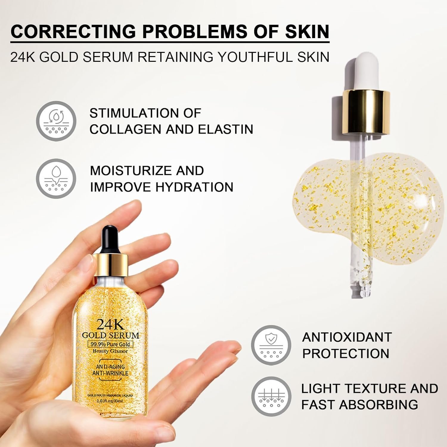 24K Gold Niacinamide Serum Anti Wrinkle Serum - (1Pc, 24K Gold) - Image 2