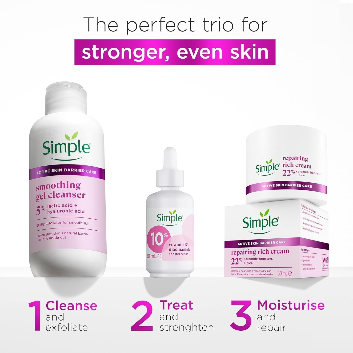 Simple Smoothing Gel Cleanser Face Cleanser - with 5% Lactic Acid and Hyaluronic Acid 230 ml - Image 5