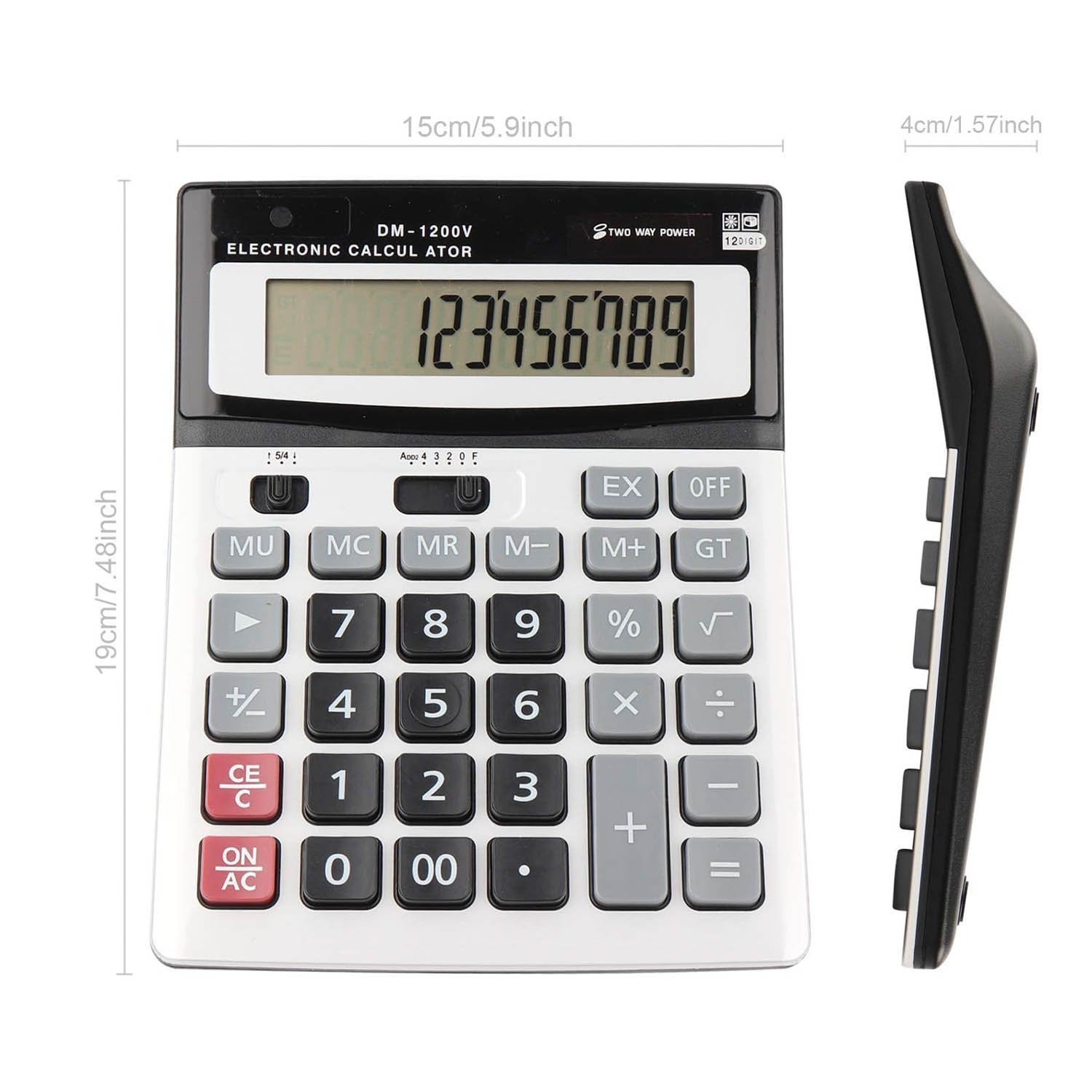 Calculators HIHUHEN Large Calculator Solar & Battery Power 12 Digit Display (1 x Calculator) - Image 2