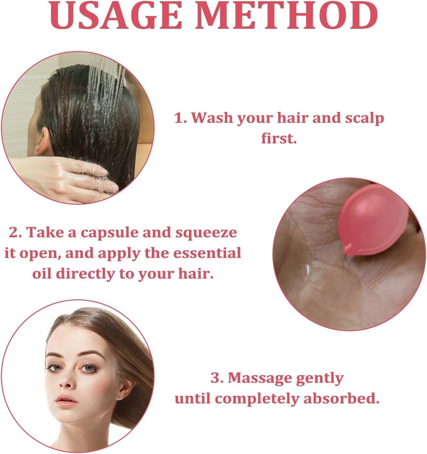 Capsules For Hair Care, 30 Pcs Rose Red Hair Care Capsule, No Rinse(With Massage comb) - Image 4