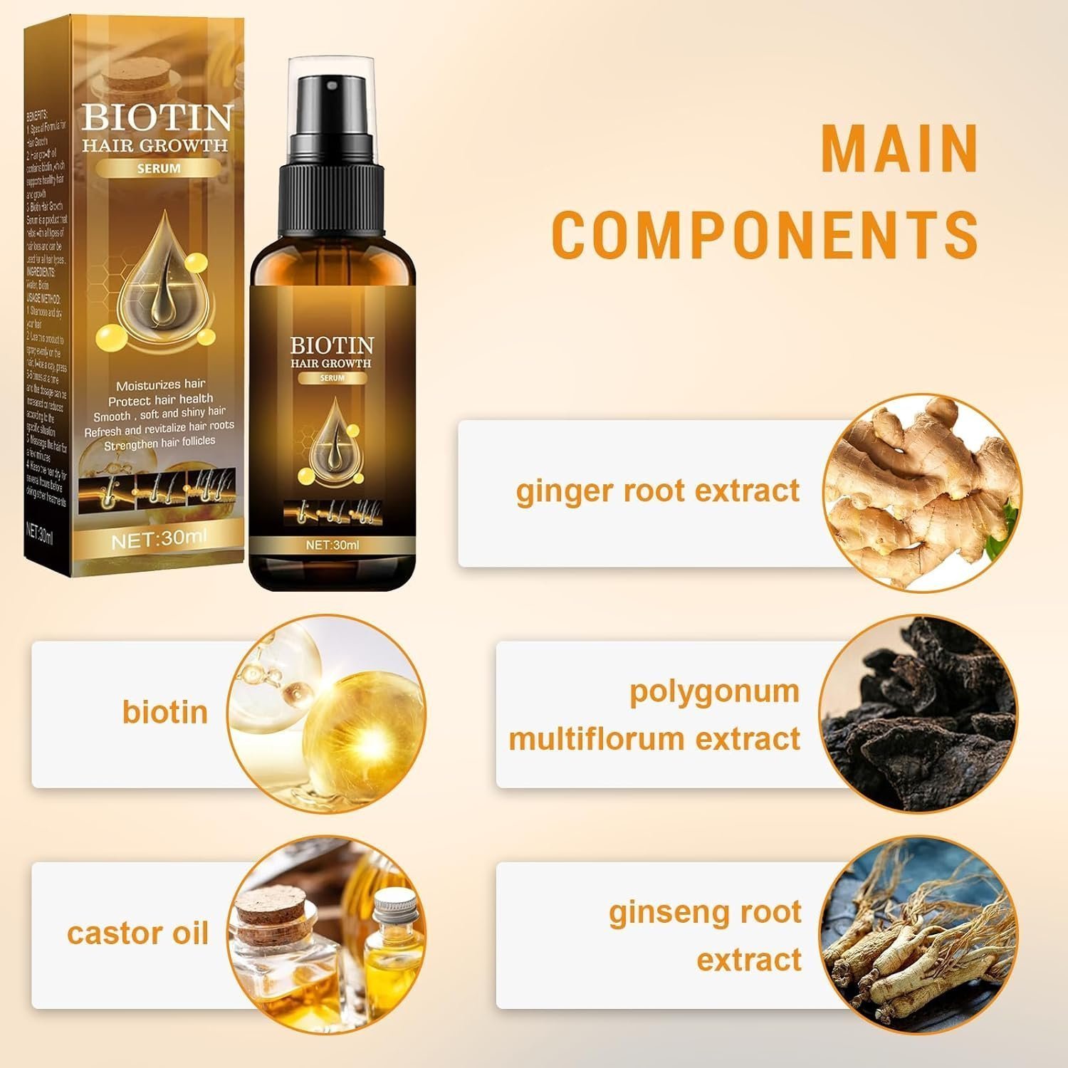 Ninnyi 2PCS 30ml Hair Growth Spray with Biotin, for Thicker Longer Stronger Hair - Image 5