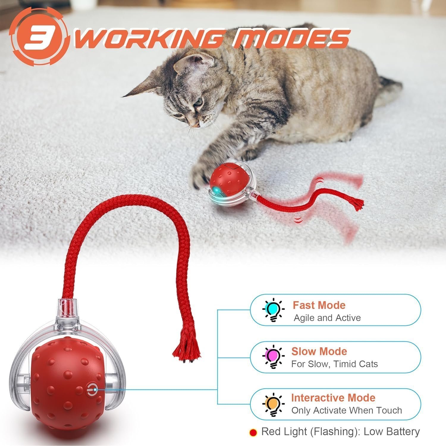 Iokheira Interactive Cat Toy Electric Automatic Toys for Indoor Cats, - Image 4