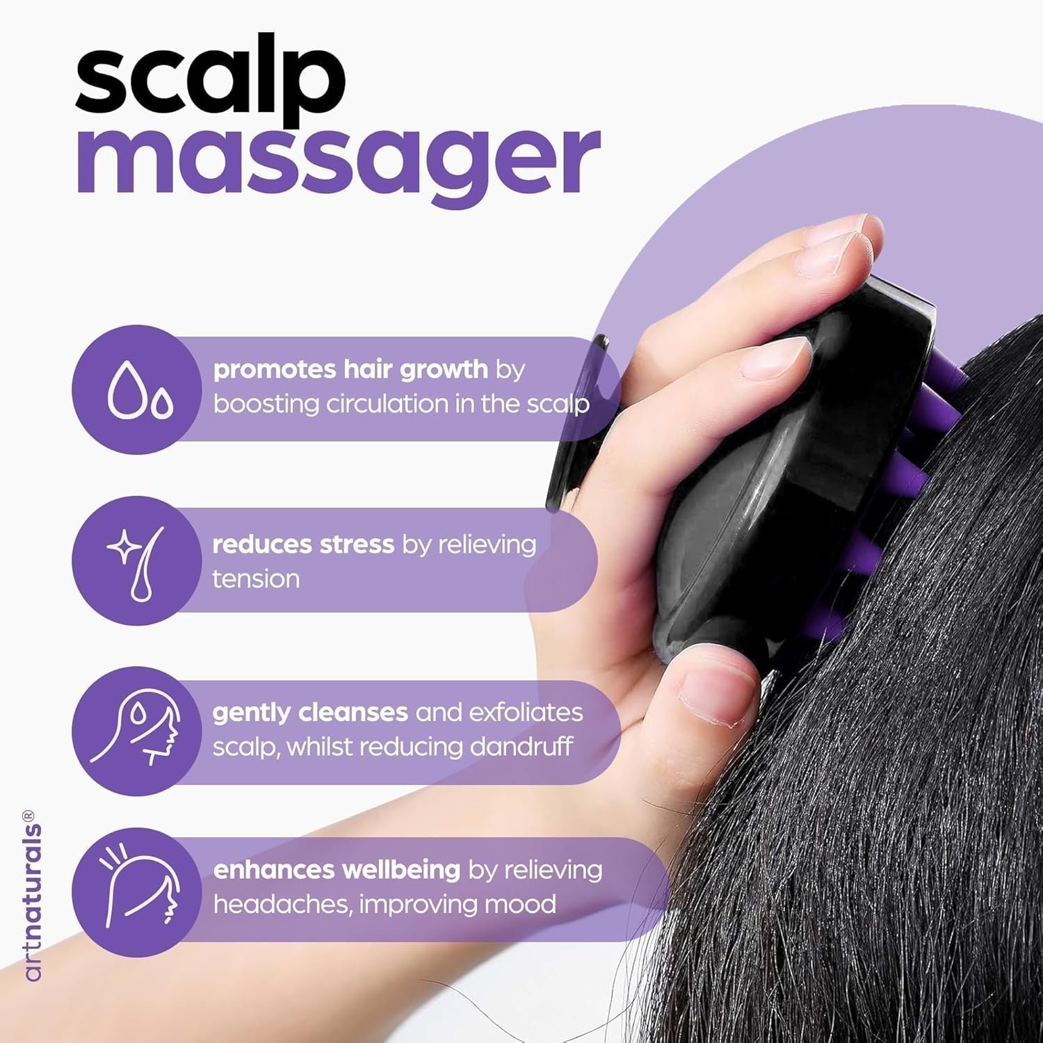 Artnaturals Organic Rosemary Castor Hair Oil + Scalp Massager Hair Growth Set Hair Growth Oil 118ml ounces - Image 3