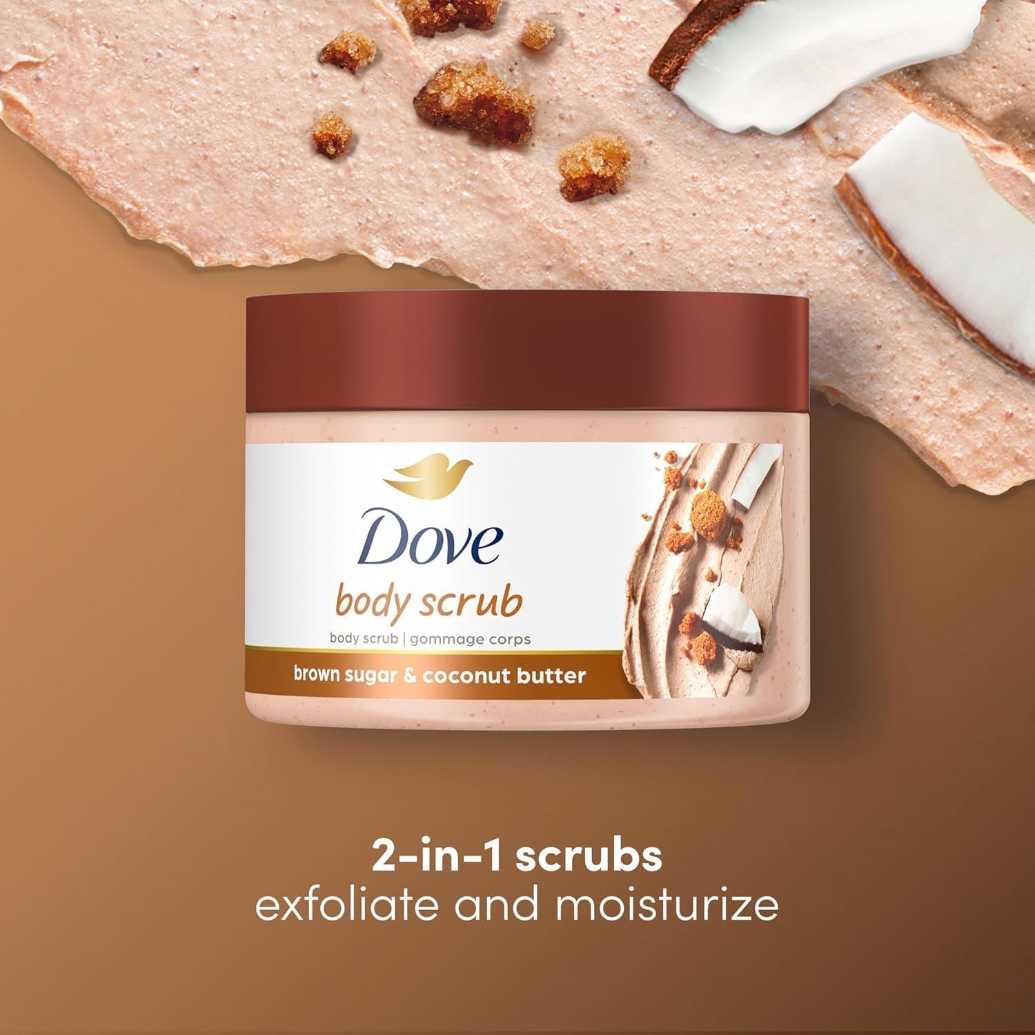 Dove Scrub Brown Sugar & Coconut Butter For Silky Smooth Skin Body Scrub - Image 4