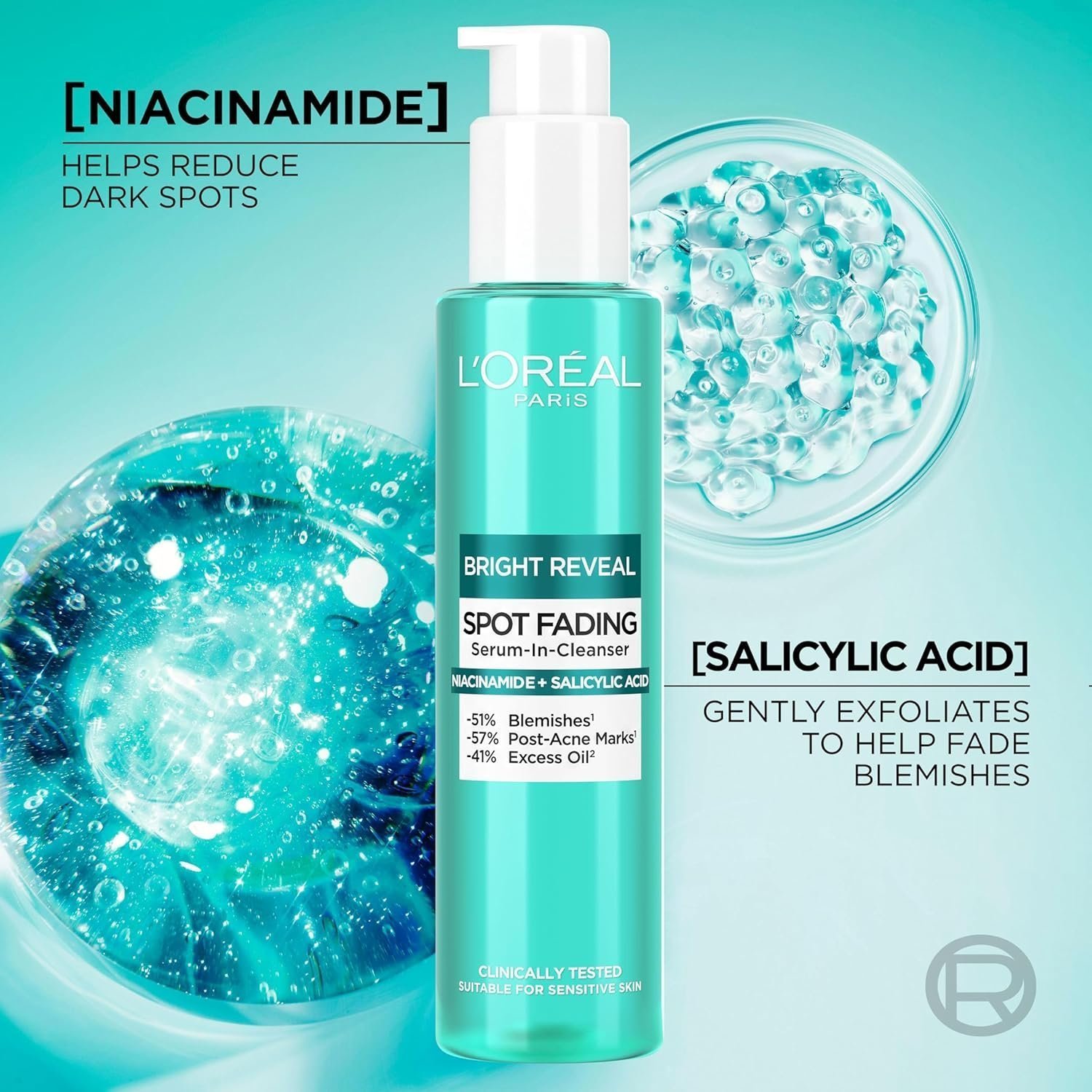 L’Oreal Paris Bright Reveal Spot Serum-In-Cleanser for Face, Niacinamide and Salicylic Acid - Eliminates Excess Oil, 150ml - Image 5