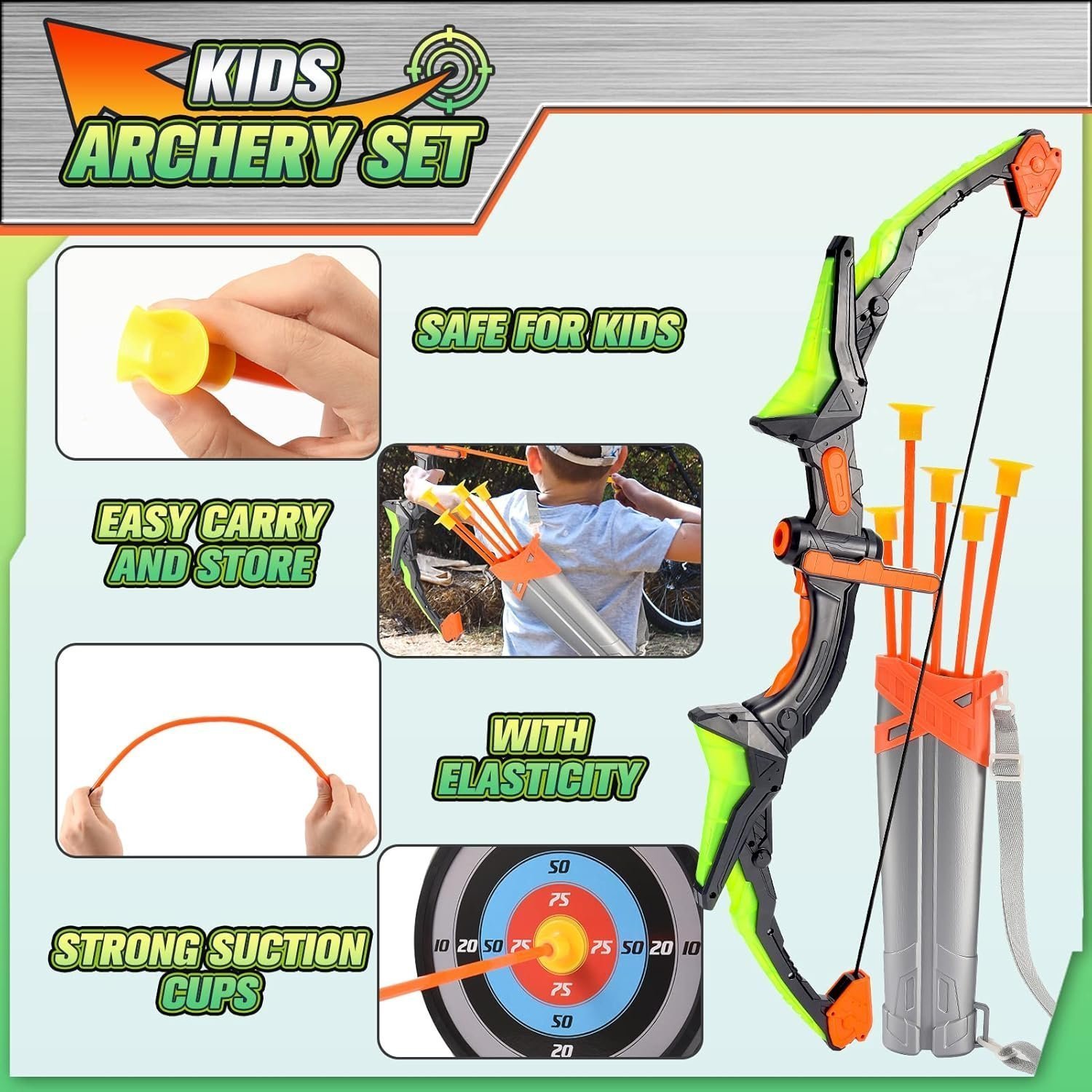 Diyfrety Bow and Arrow Set for Kids - Garden Toys for 3-12 Year Olds Boys Girls - Image 4